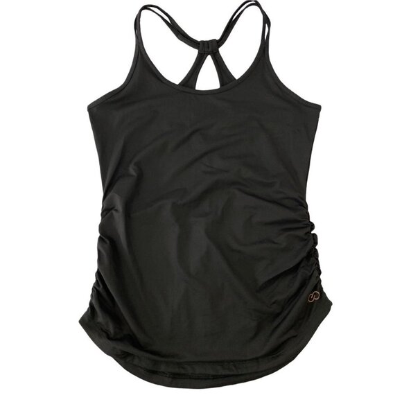 CALIA by Carrie Underwood Black Strappy Keyhole Back Ruched Tank Top Women's XS - Picture 4 of 7